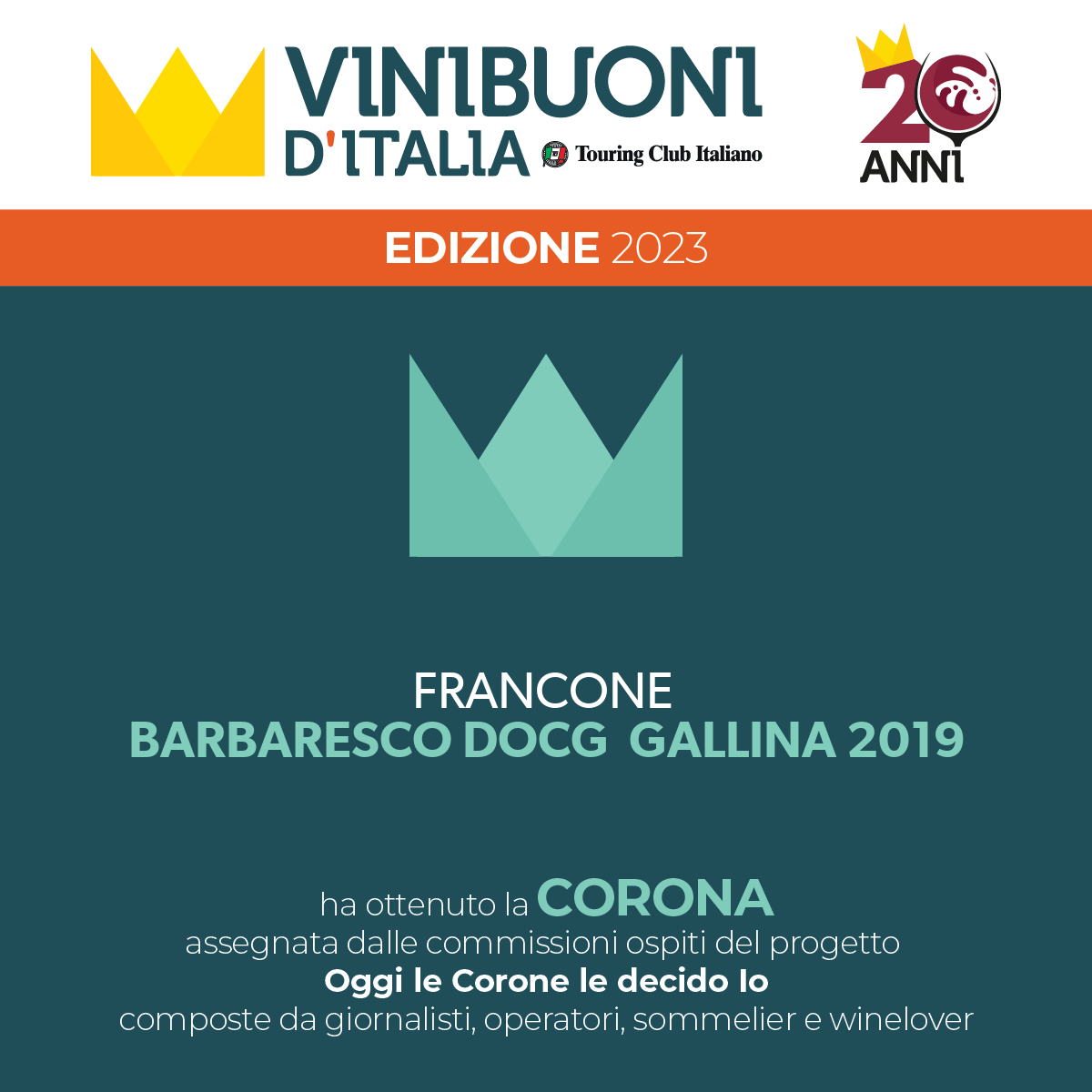 Two Crowns for our Barbaresco Gallina 2019